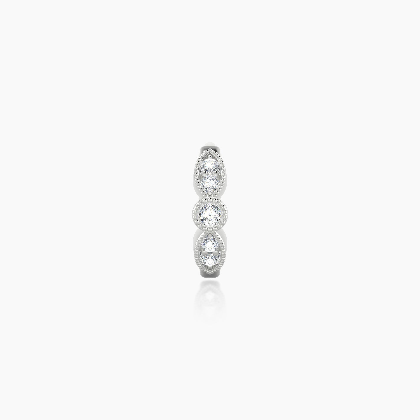 Roma | 18k White Gold 6.5 mm Diamond Hoop Piercing