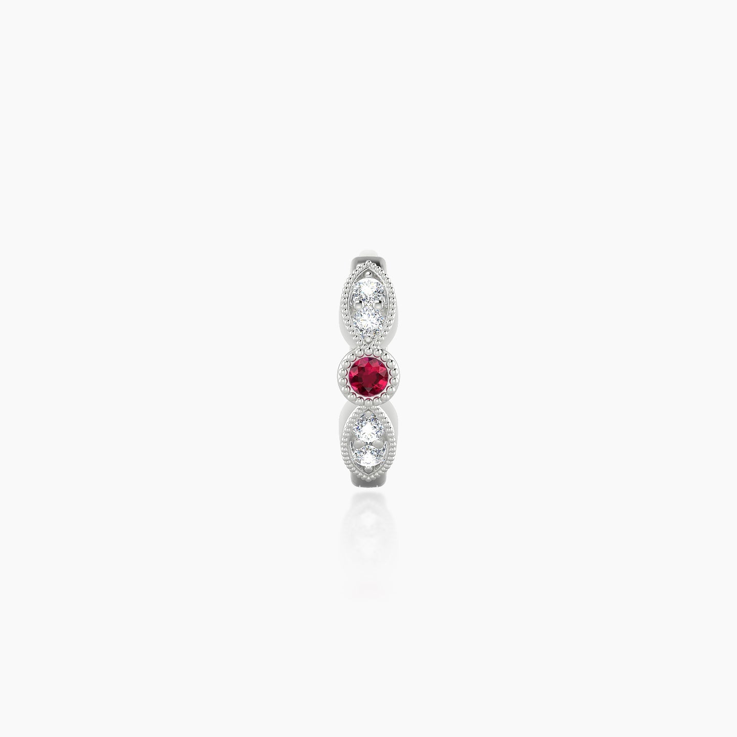 Roma | 18k White Gold 6.5 mm Ruby & Diamond Hoop Piercing