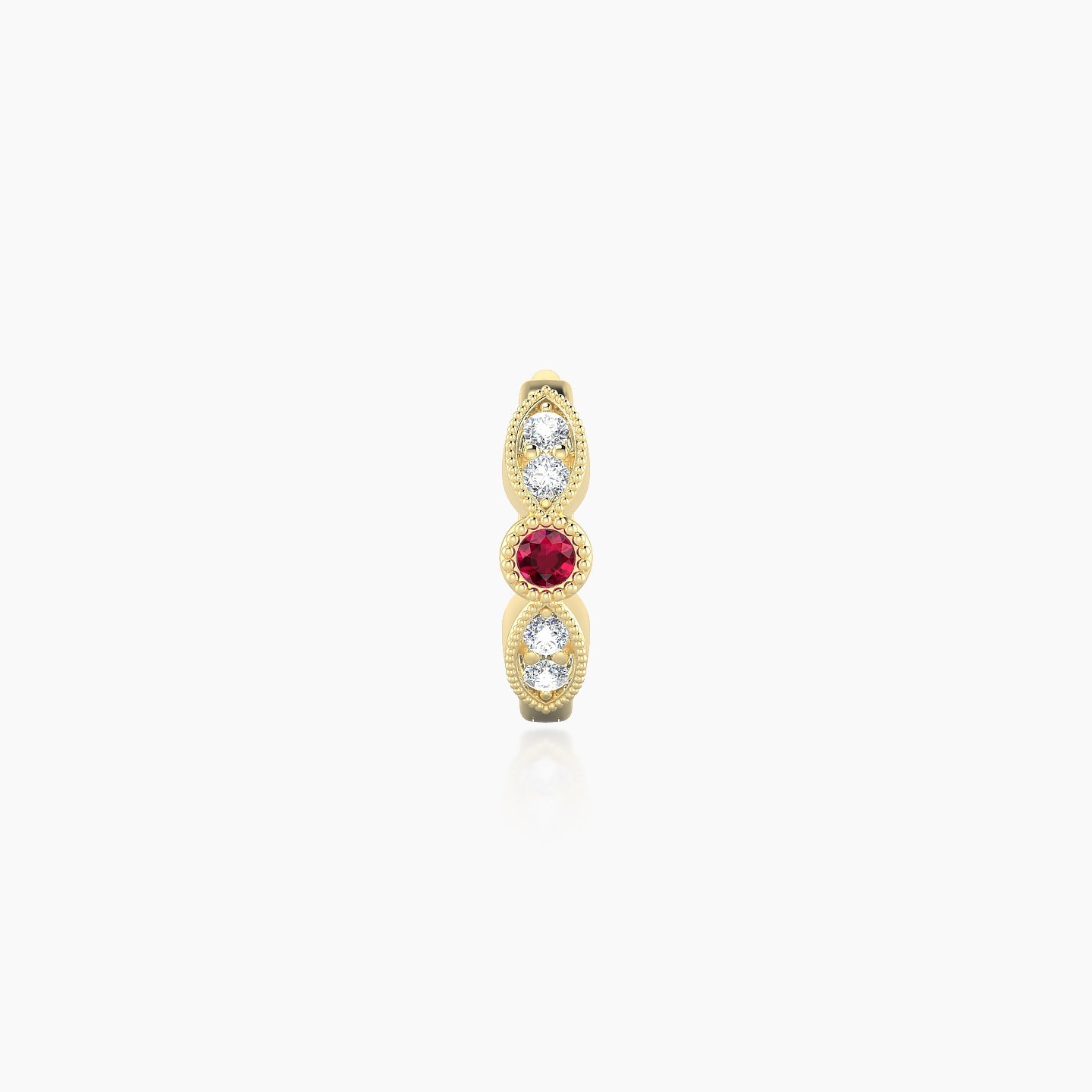 Roma | 18k Yellow Gold 6.5 mm Ruby & Diamond Hoop Piercing