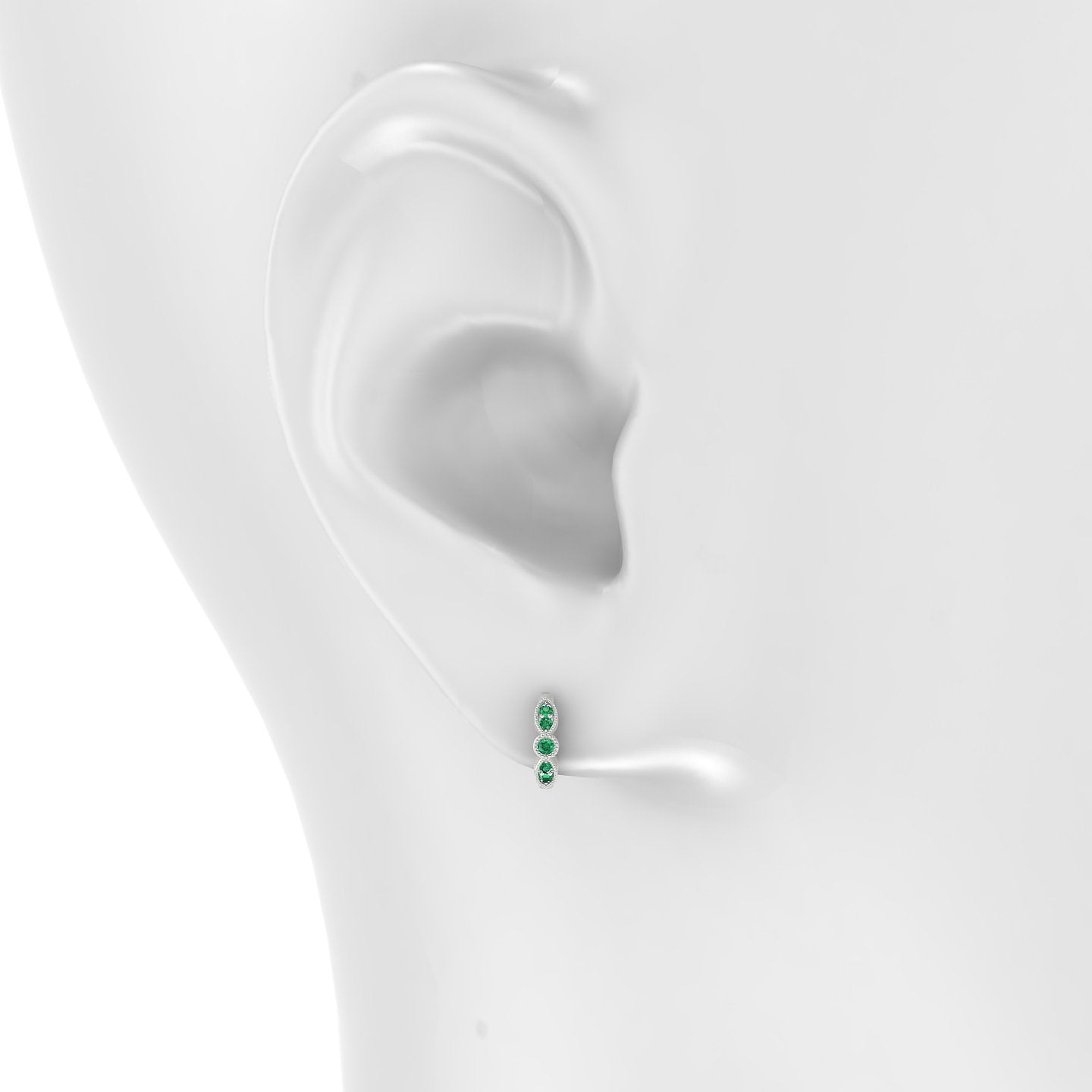 Roma | 18k White Gold 6.5 mm Emerald Hoop Piercing