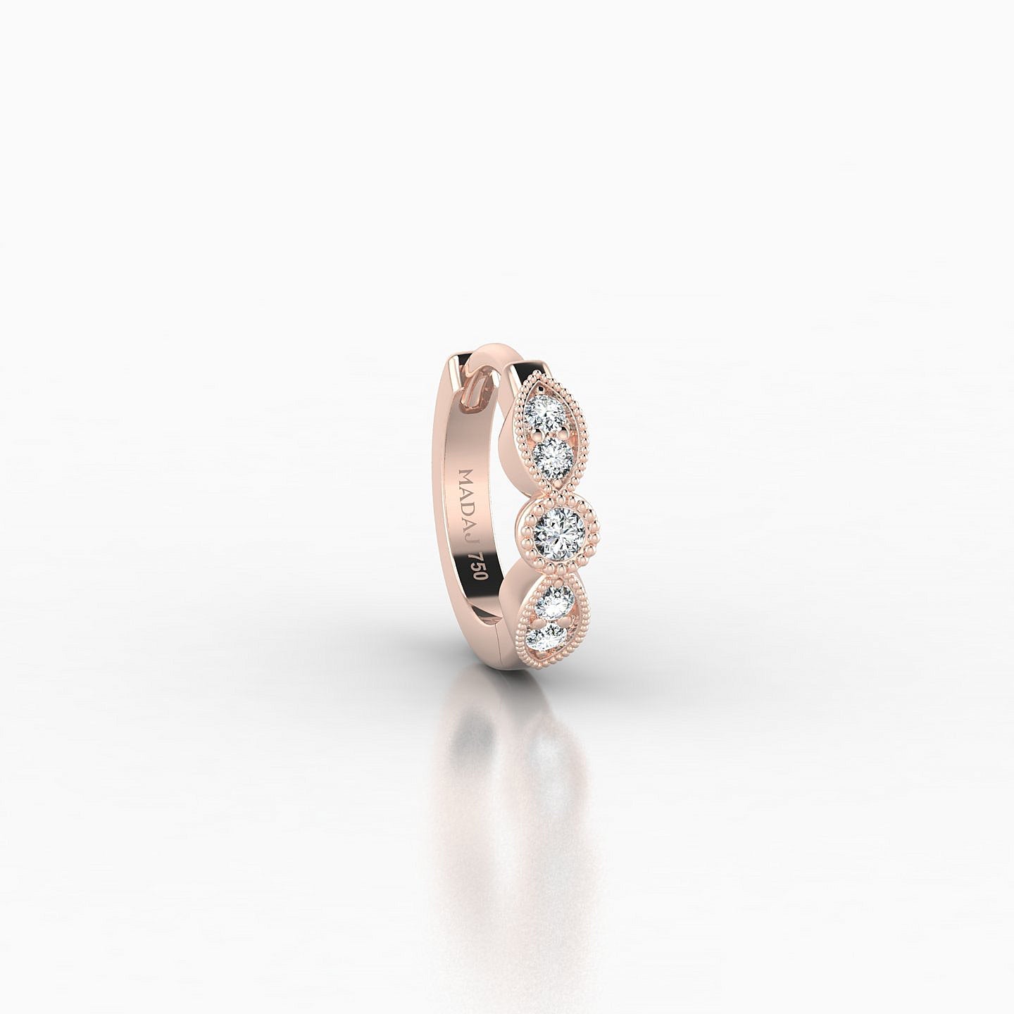 Roma | 18k Rose Gold 6.5 mm Diamond Nose Ring Piercing