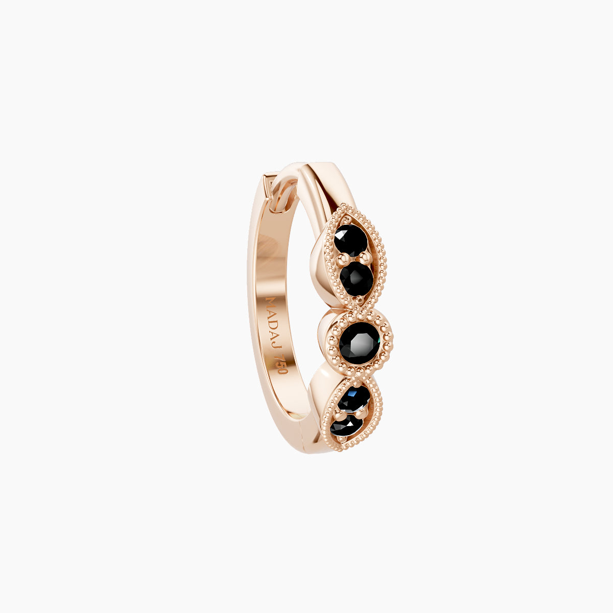 Roma | 18k Rose Gold 8 mm Black Diamond Hoop Piercing