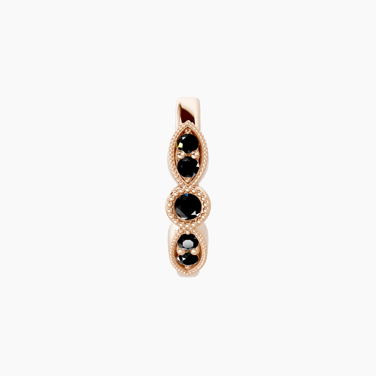 Roma | 18k Rose Gold 8 mm Black Diamond Hoop Piercing