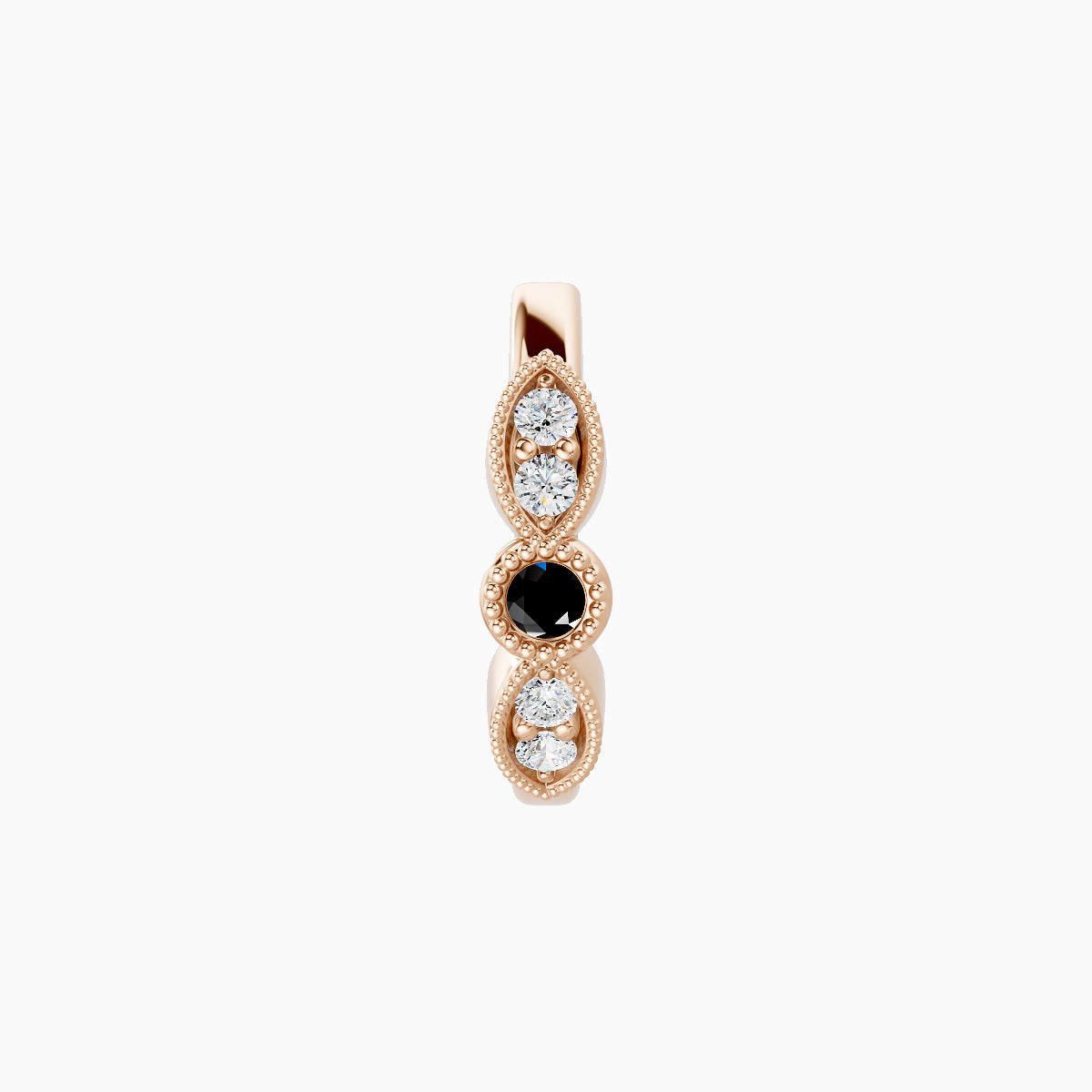 Roma | 18k Rose Gold 8 mm Black Diamond & Diamond Hoop Piercing