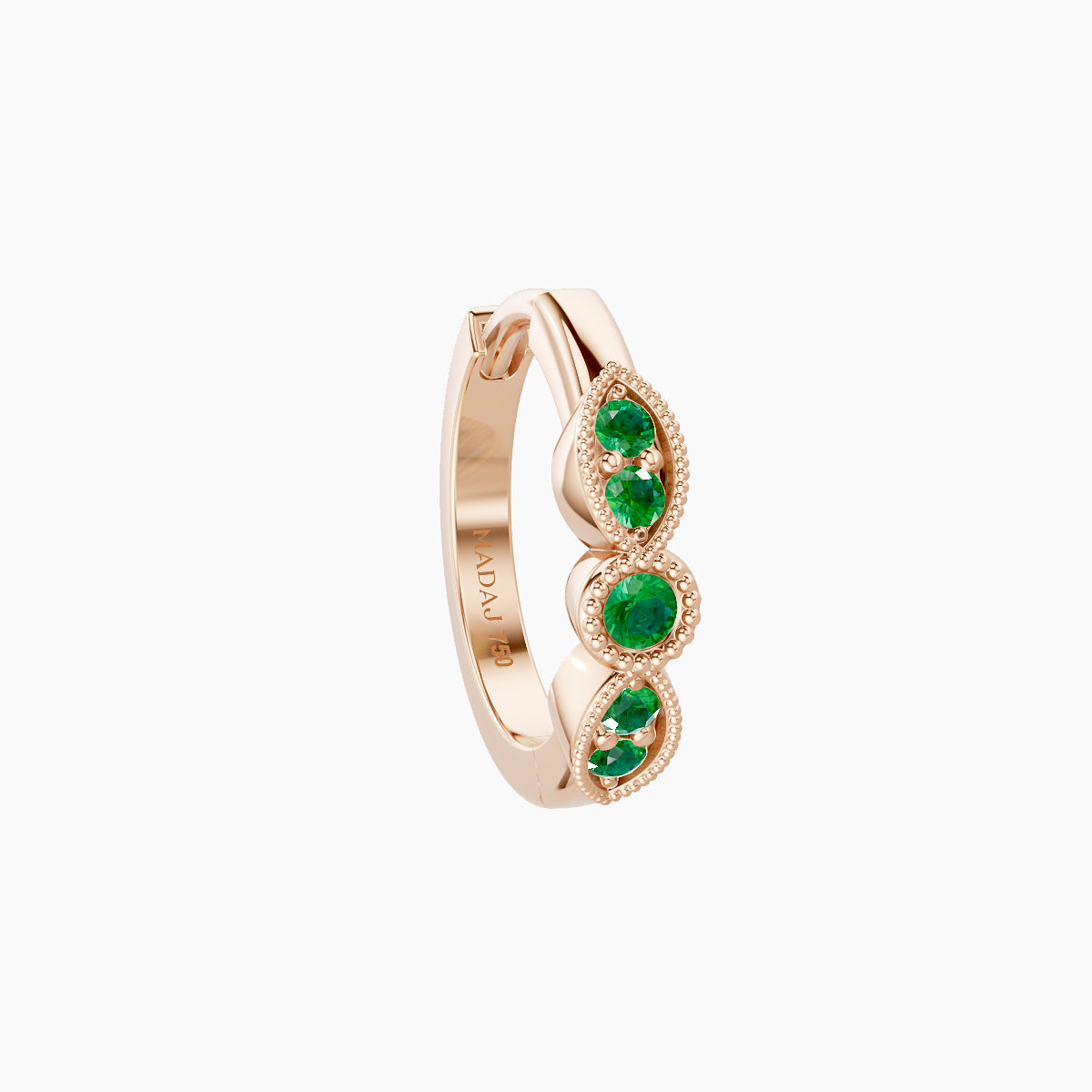 Roma | 18k Rose Gold 8 mm Emerald Hoop Piercing