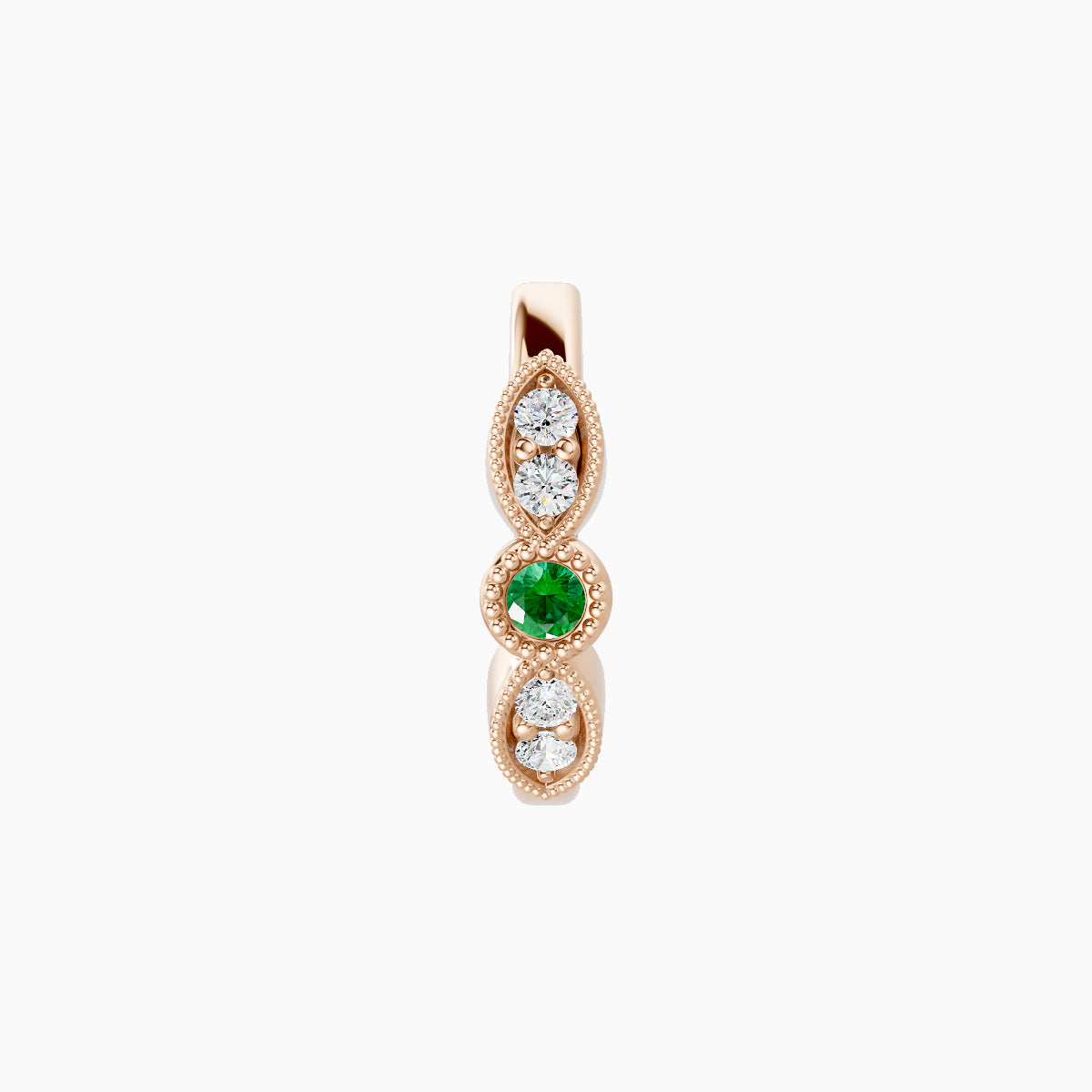 Roma | 18k Rose Gold 8 mm Emerald & Diamond Hoop Piercing