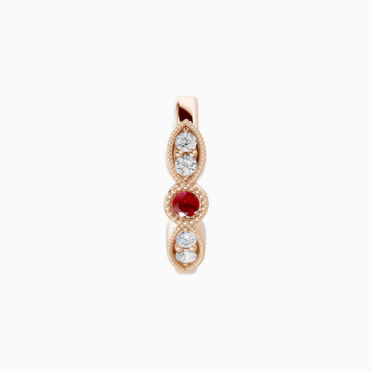 Roma | 18k Rose Gold 8 mm Ruby & Diamond Hoop Piercing