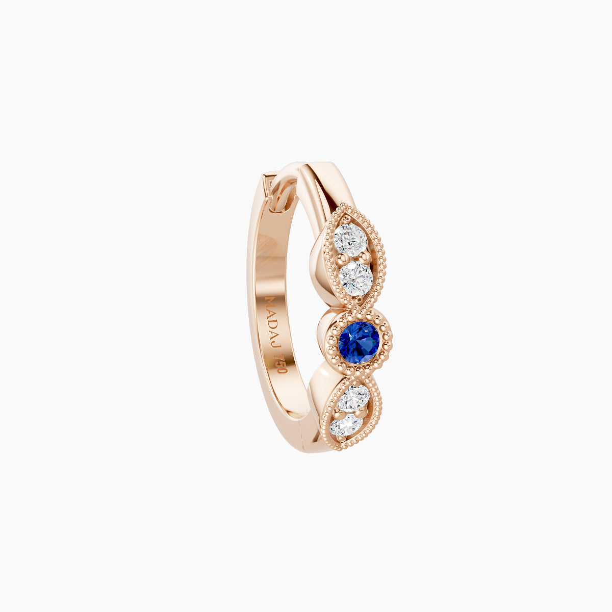 Roma | 18k Rose Gold 8 mm Sapphire & Diamond Hoop Piercing