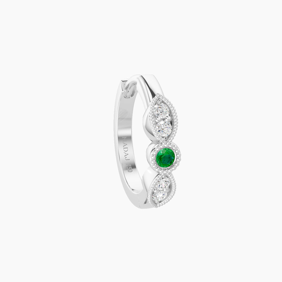 Roma | 18k White Gold 8 mm Emerald & Diamond Hoop Piercing
