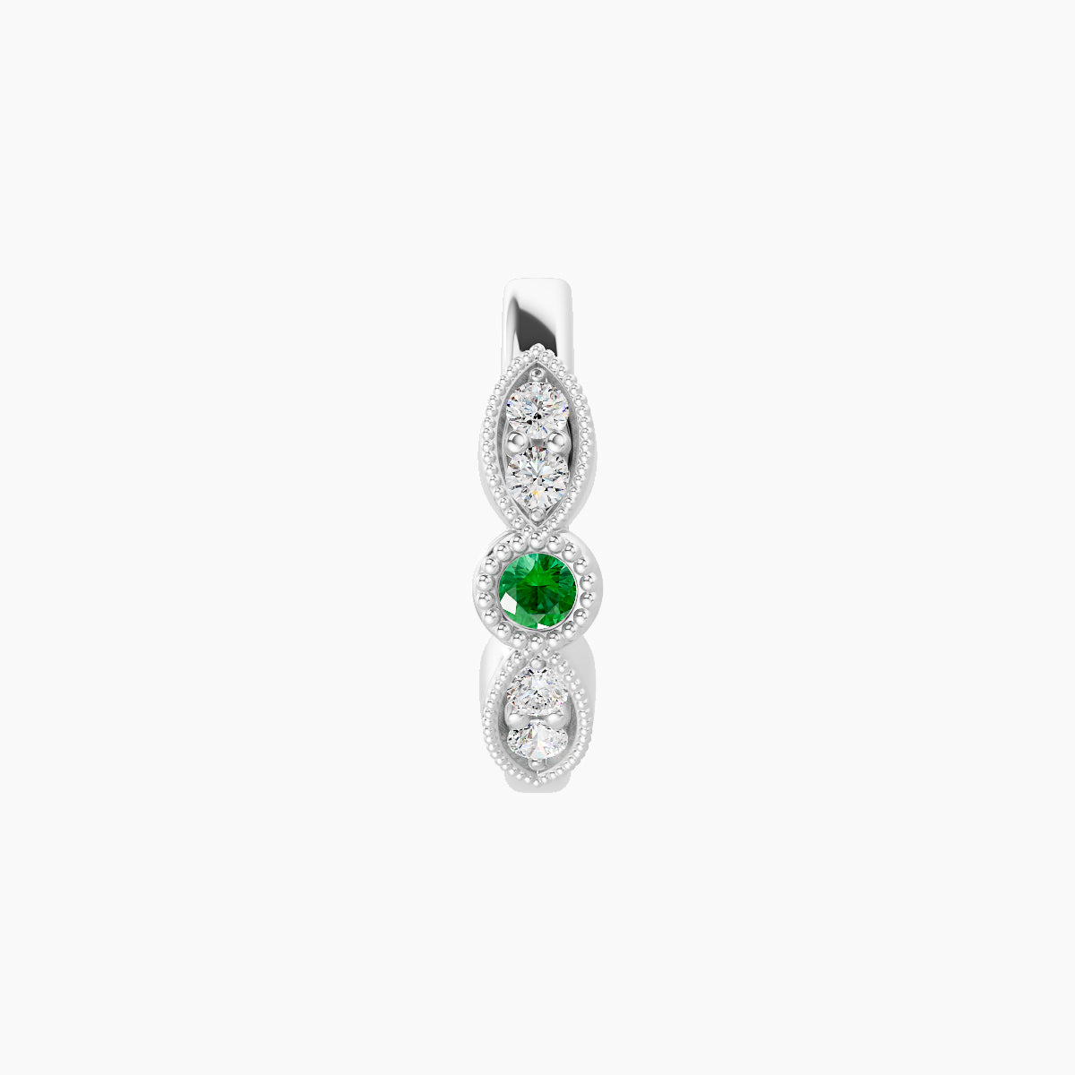 Roma | 18k White Gold 8 mm Emerald & Diamond Hoop Piercing