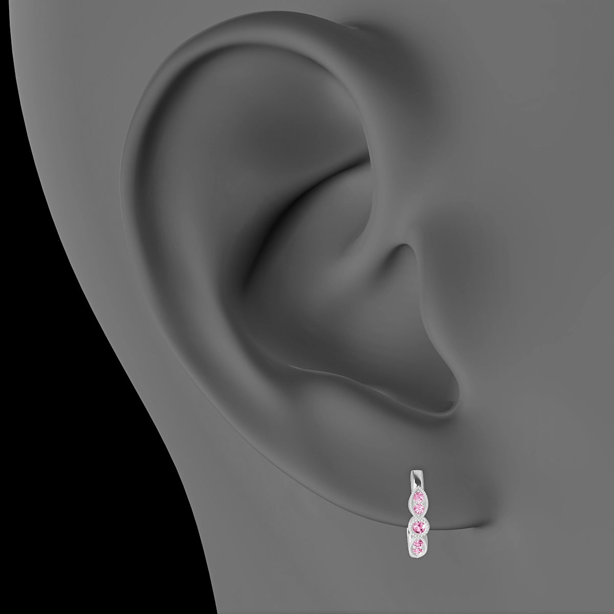Roma | 18k White Gold 8 mm Pink Sapphire Hoop Piercing
