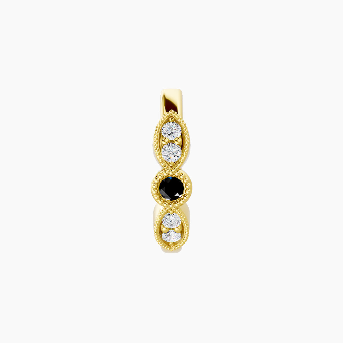 Roma | 18k Yellow Gold 8 mm Black Diamond & Diamond Hoop Piercing