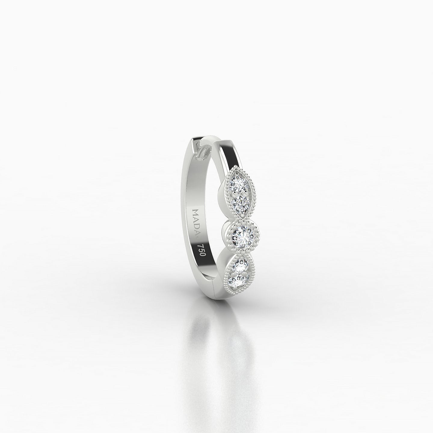 Roma | 18k White Gold 8 mm Diamond Hoop Piercing