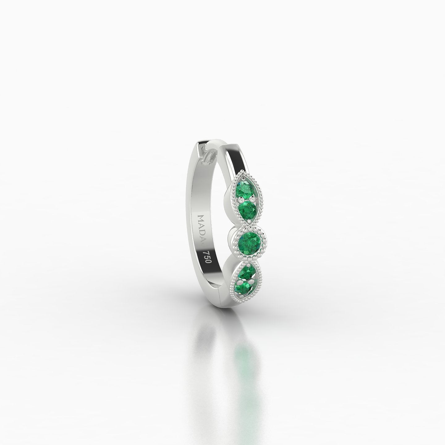 Roma | 18k White Gold 8 mm Emerald Hoop Piercing