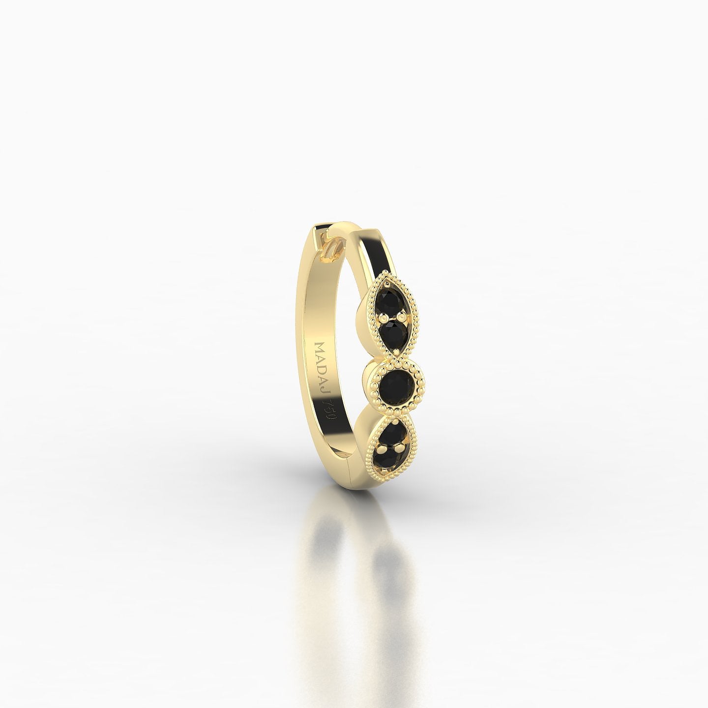 Roma | 18k Yellow Gold 8 mm Black Diamond Hoop Piercing
