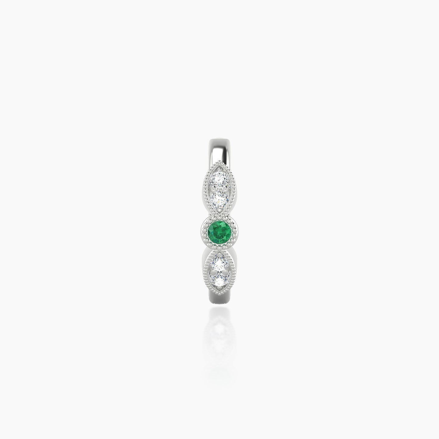 Roma | 18k White Gold 8 mm Emerald & Diamond Hoop Piercing