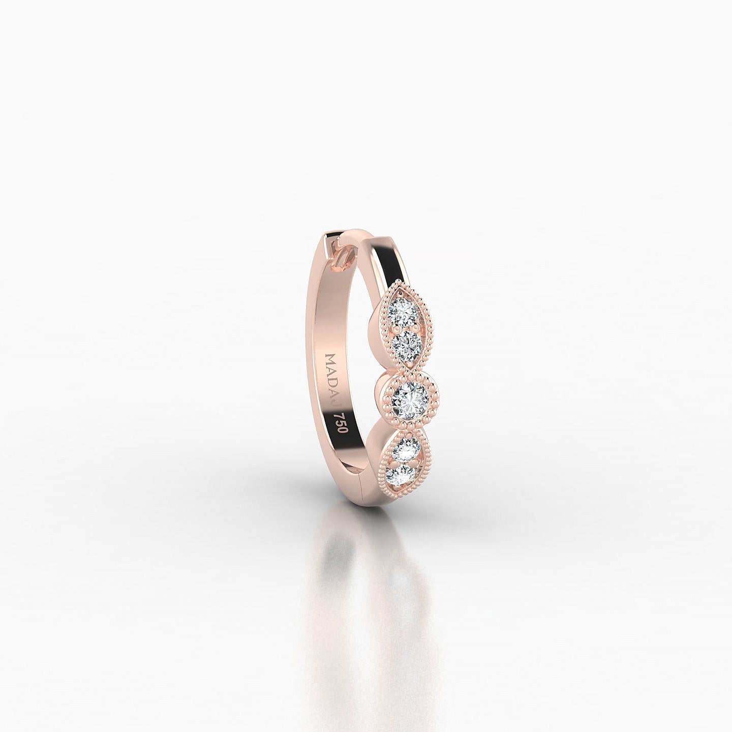 Roma | 18k Rose Gold 8 mm Diamond Nose Ring Piercing