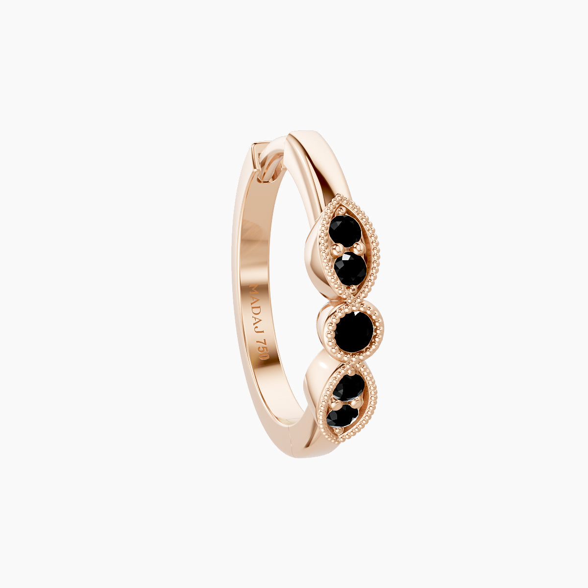 Roma | 18k Rose Gold 9.5 mm Black Diamond Hoop Piercing