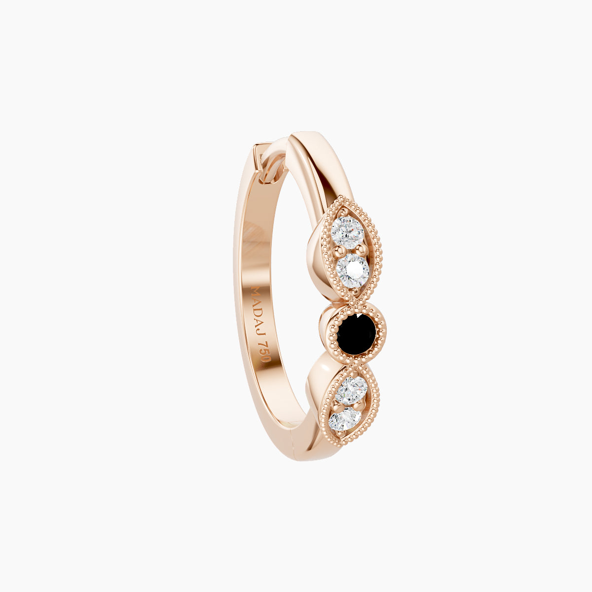 Roma | 18k Rose Gold 9.5 mm Black Diamond & Diamond Hoop Piercing
