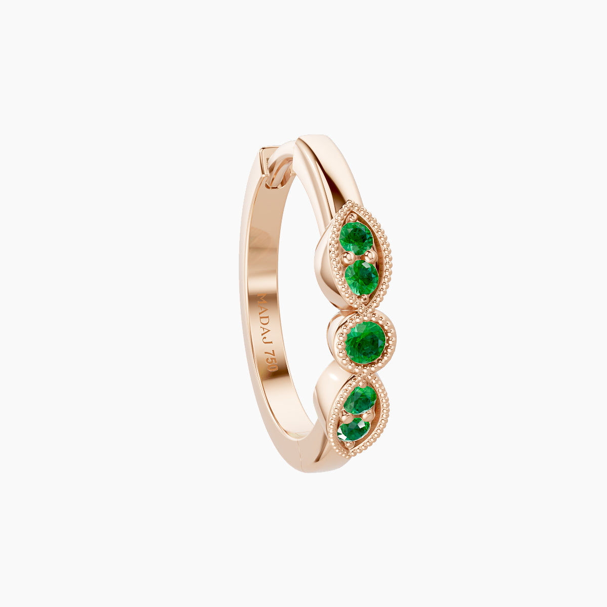 Roma | 18k Rose Gold 9.5 mm Emerald Hoop Piercing