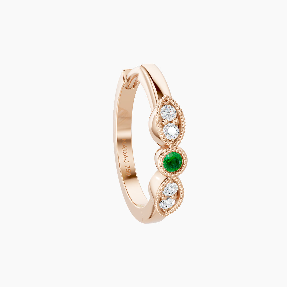 Roma | 18k Rose Gold 9.5 mm Emerald & Diamond Hoop Piercing
