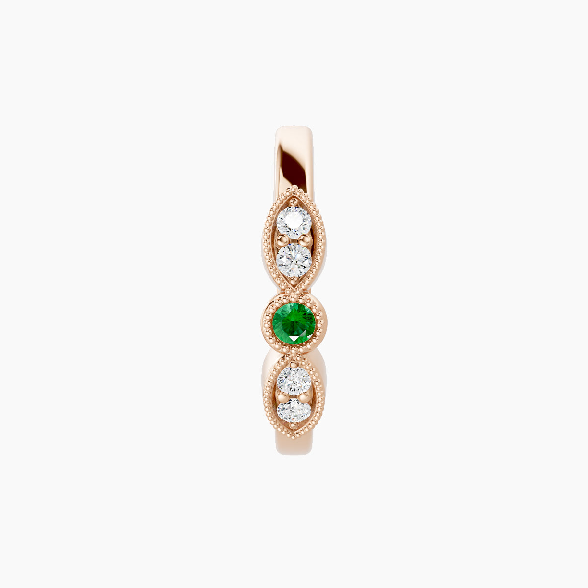 Roma | 18k Rose Gold 9.5 mm Emerald & Diamond Hoop Piercing