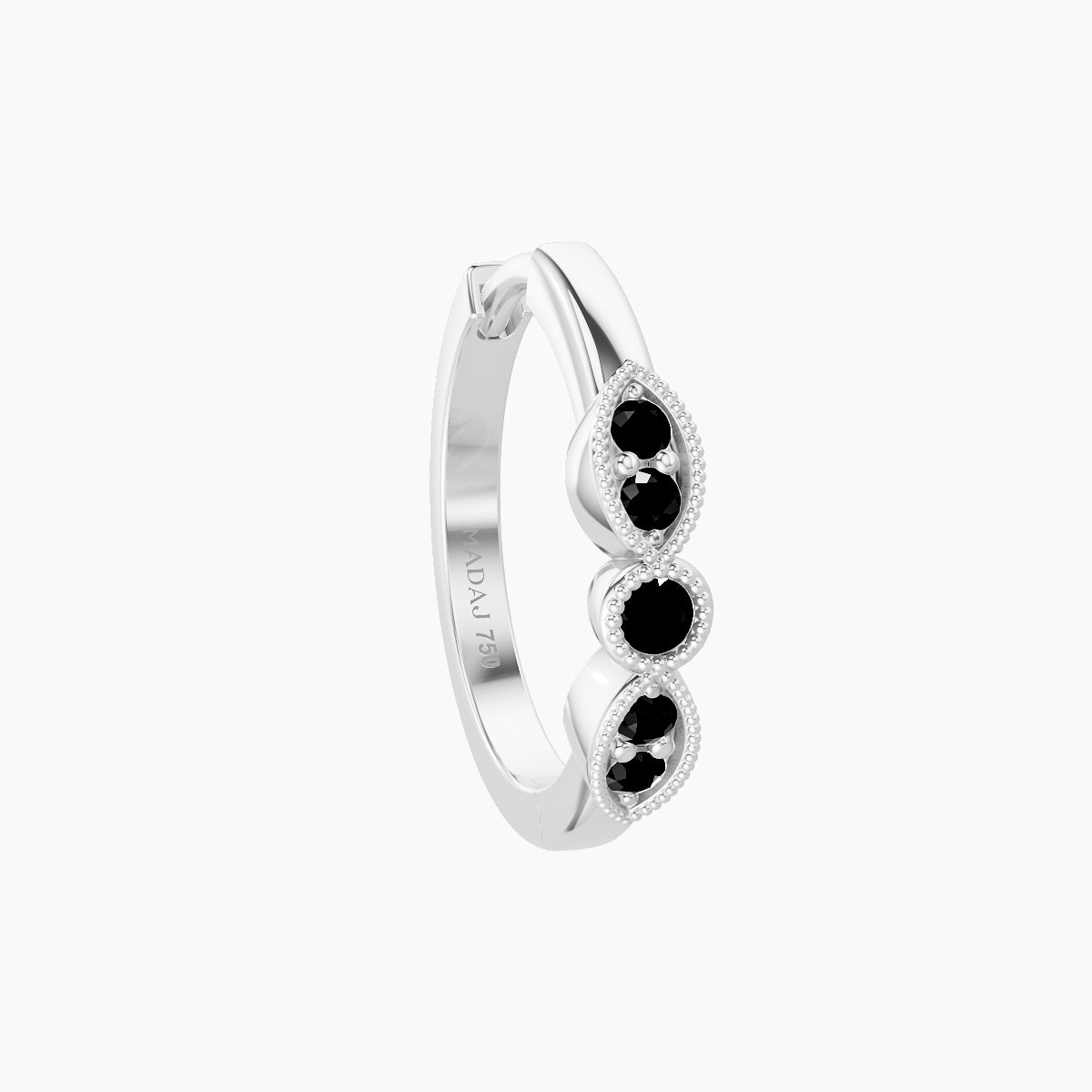 Roma | 18k White Gold 9.5 mm Black Diamond Hoop Piercing