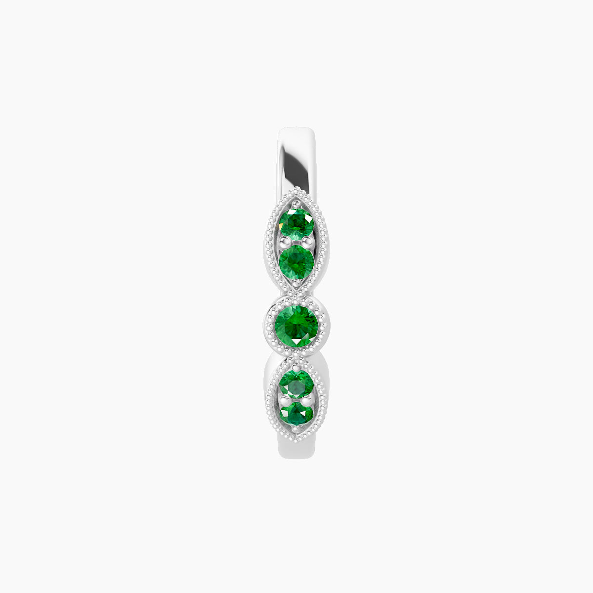 Roma | 18k White Gold 9.5 mm Emerald Hoop Piercing