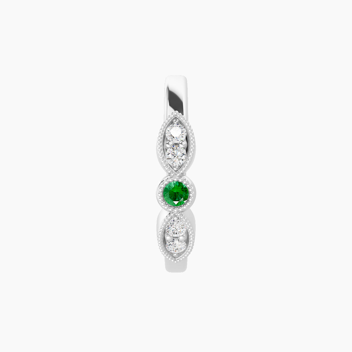 Roma | 18k White Gold 9.5 mm Emerald & Diamond Hoop Piercing
