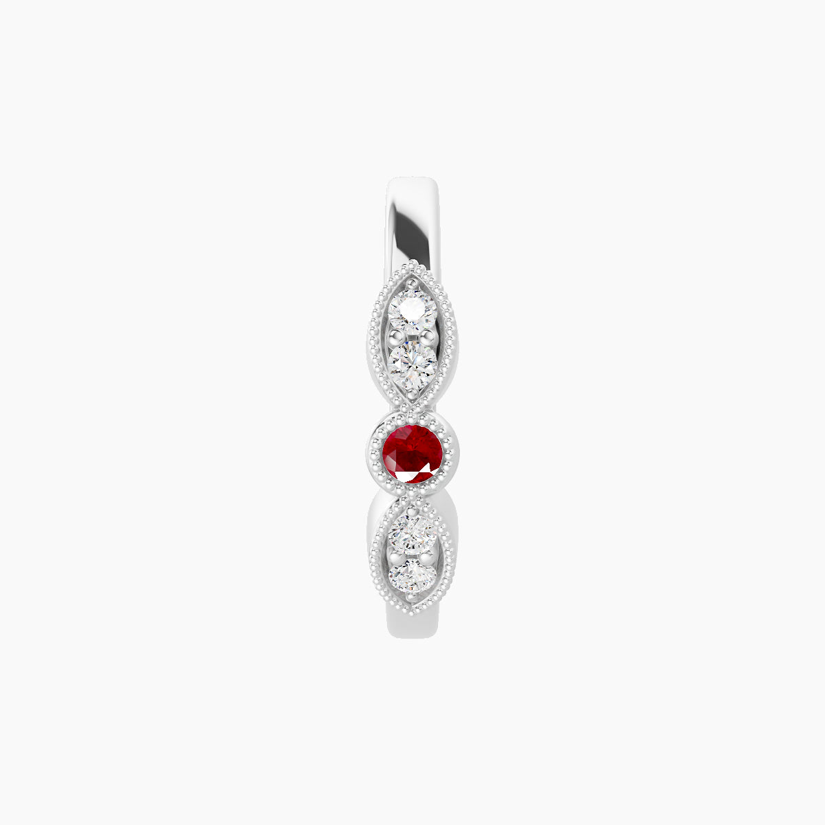 Roma | 18k White Gold 9.5 mm Ruby & Diamond Hoop Piercing