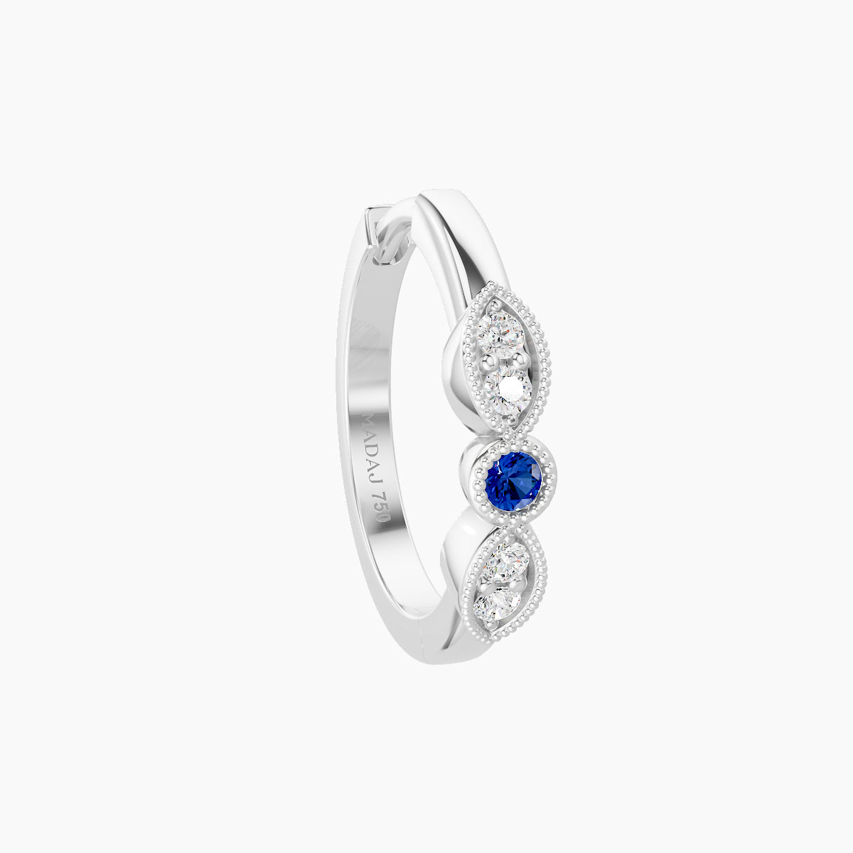 Roma | 18k White Gold 9.5 mm Sapphire & Diamond Hoop Piercing