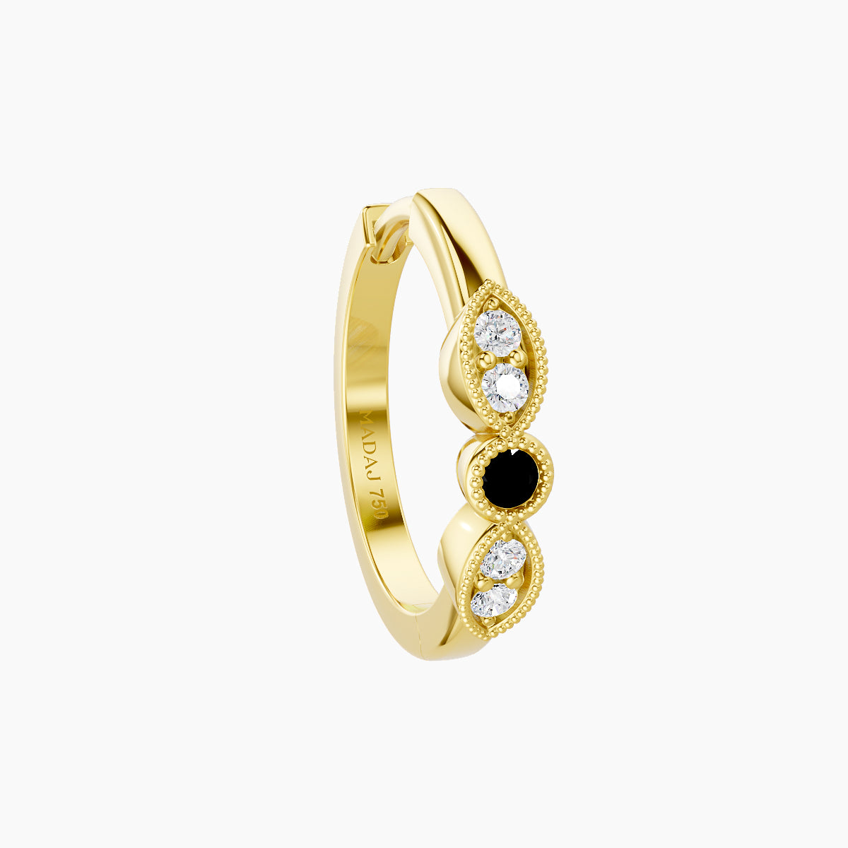 Roma | 18k Yellow Gold 9.5 mm Black Diamond & Diamond Hoop Piercing