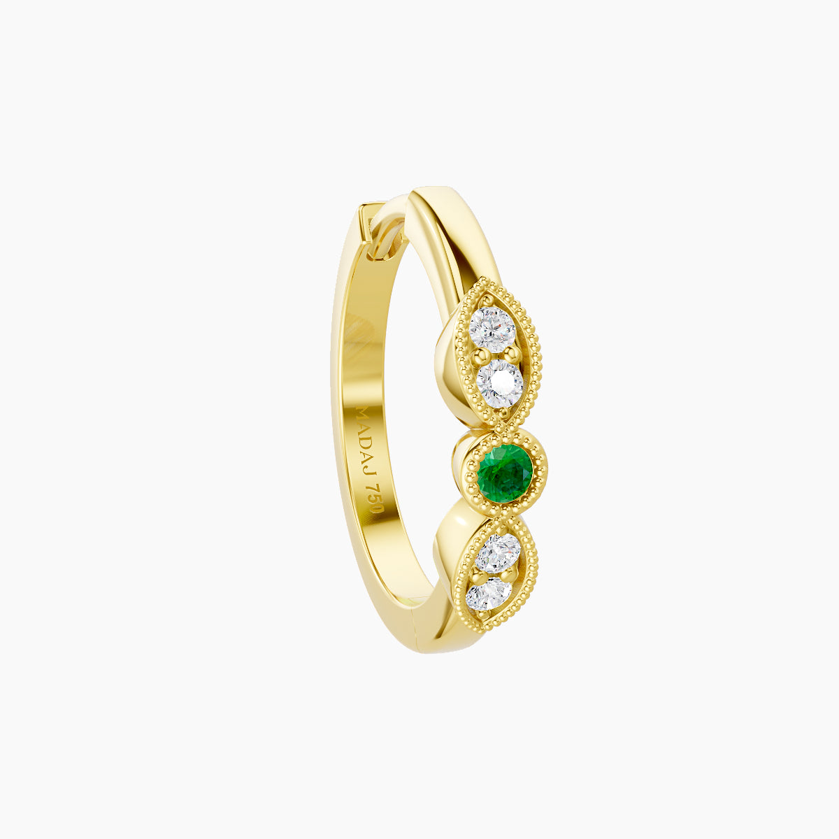 Roma | 18k Yellow Gold 9.5 mm Emerald & Diamond Hoop Piercing