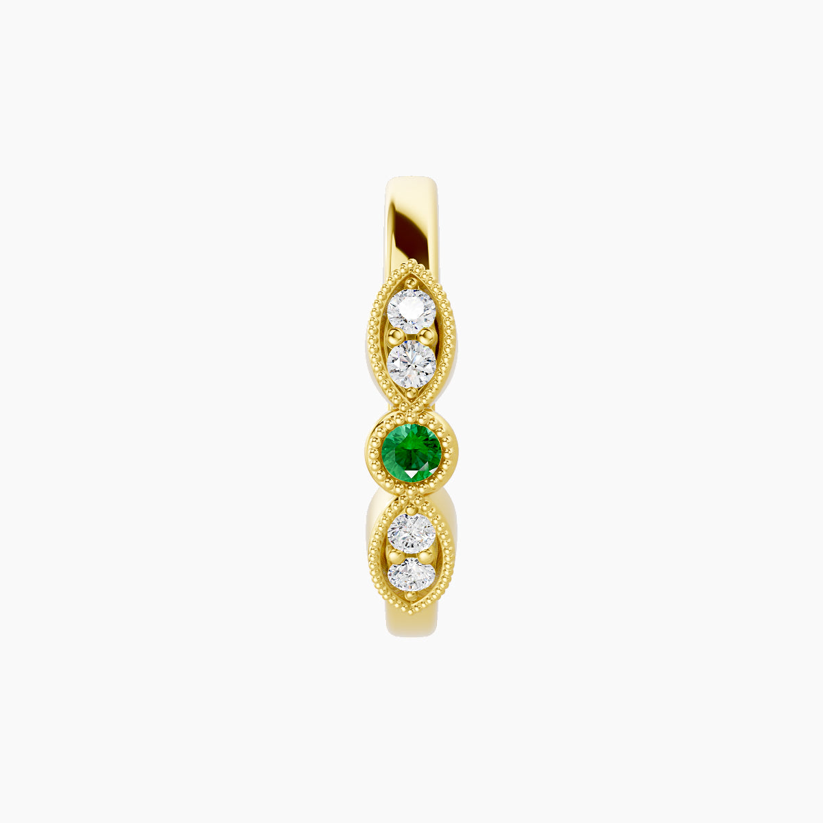 Roma | 18k Yellow Gold 9.5 mm Emerald & Diamond Hoop Piercing