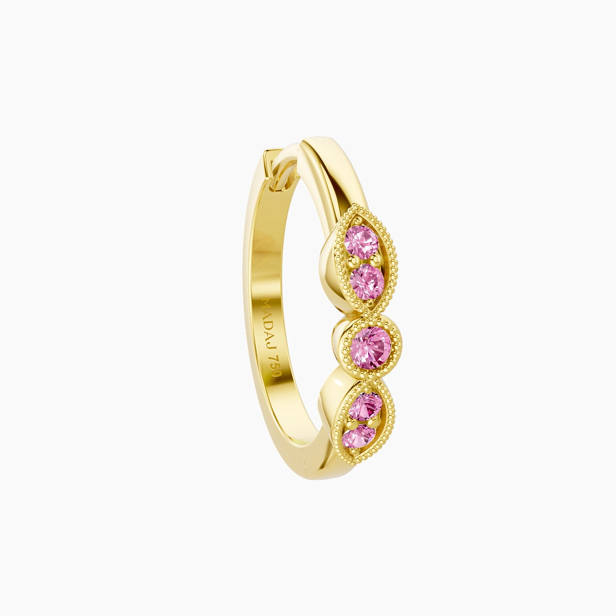 Roma | 18k Yellow Gold 9.5 mm Pink Sapphire Hoop Piercing