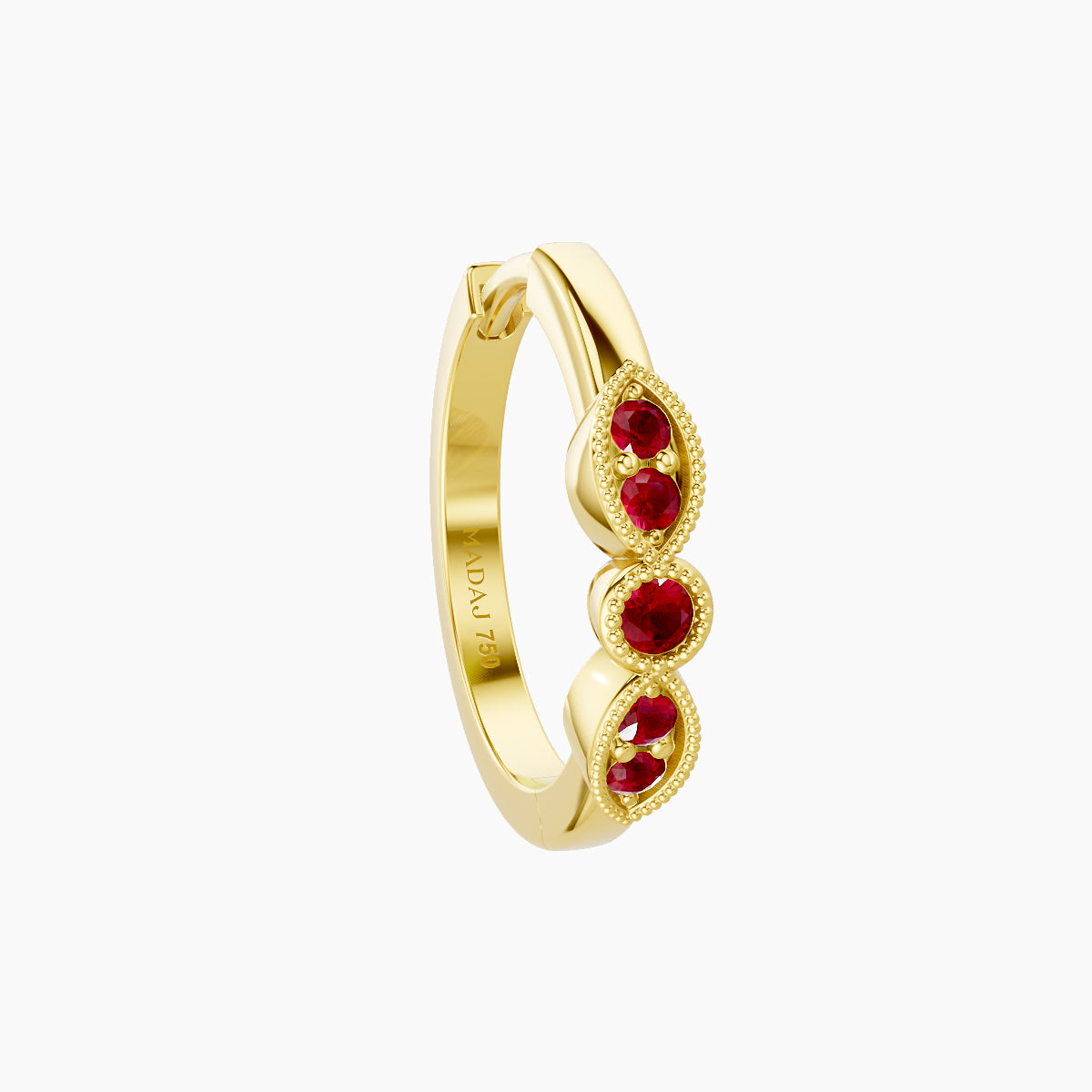 Roma | 18k Yellow Gold 9.5 mm Ruby Hoop Piercing