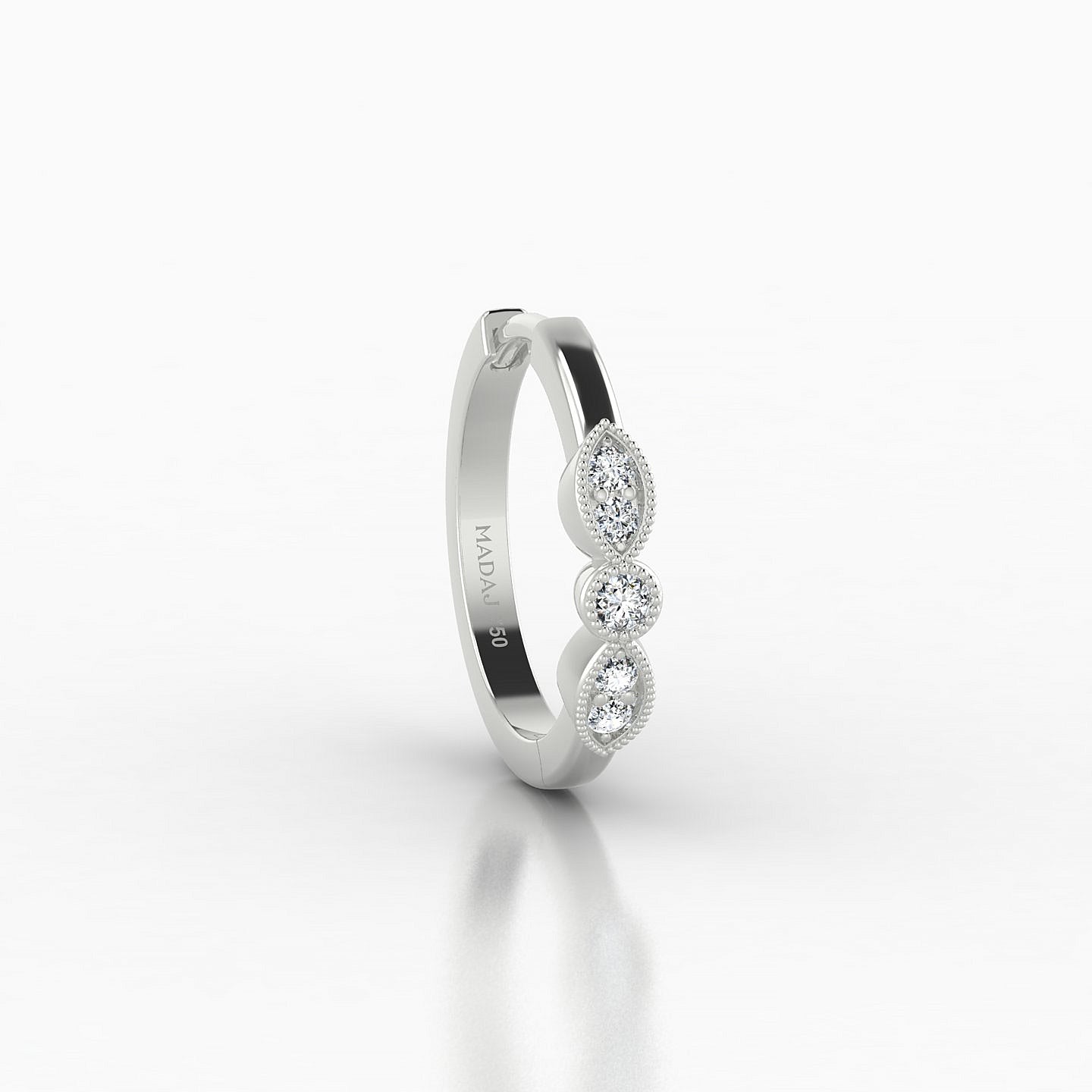 Roma | 18k White Gold 9.5 mm Diamond Hoop Piercing