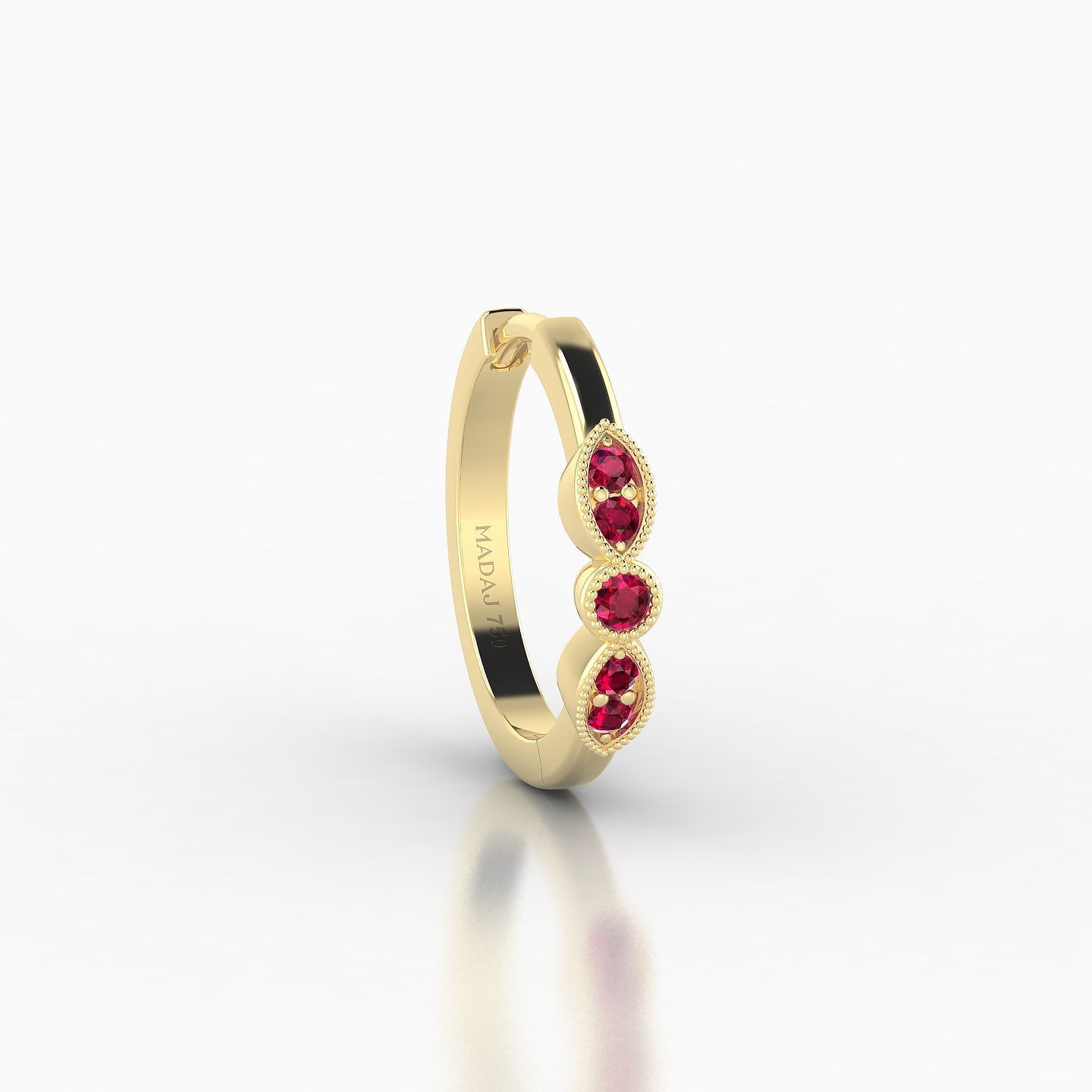 Roma | 18k Yellow Gold 9.5 mm Ruby Hoop Piercing