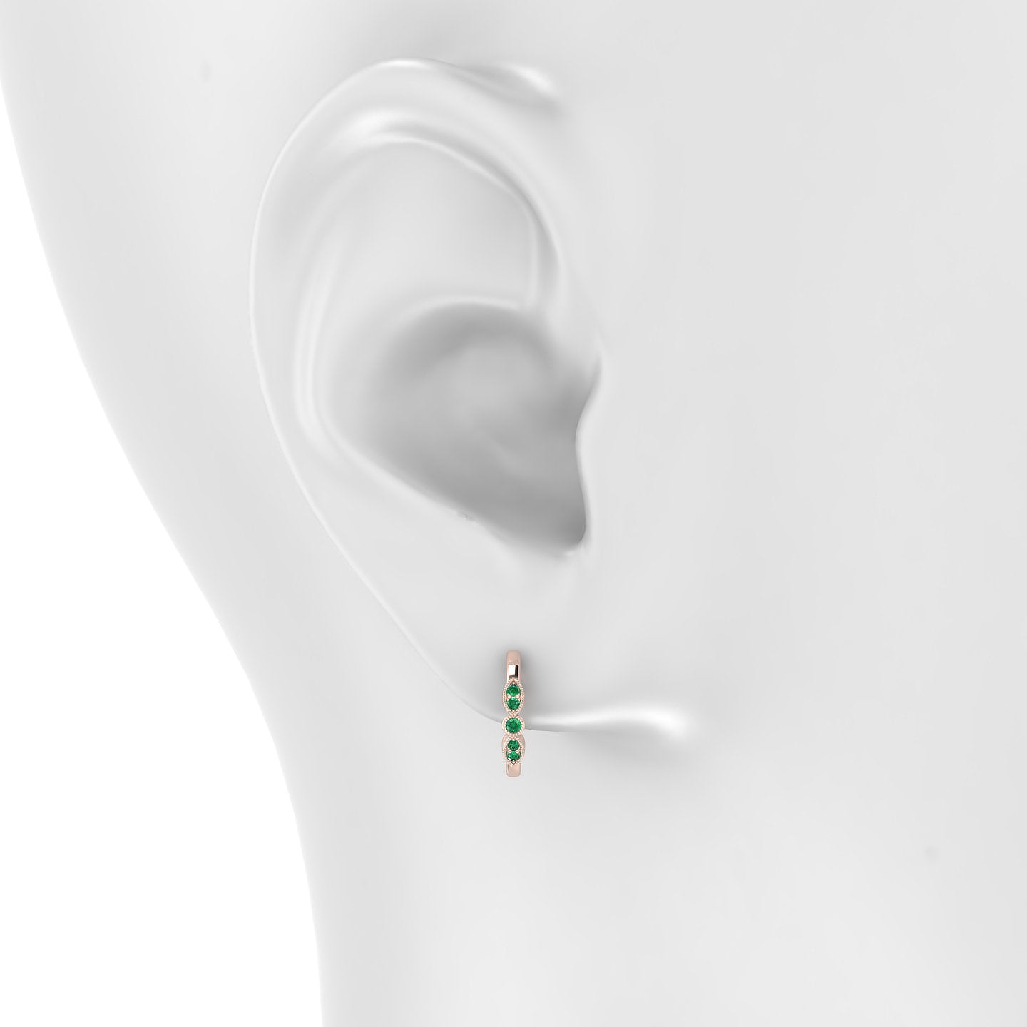 Roma | 18k Rose Gold 9.5 mm Emerald Hoop Piercing