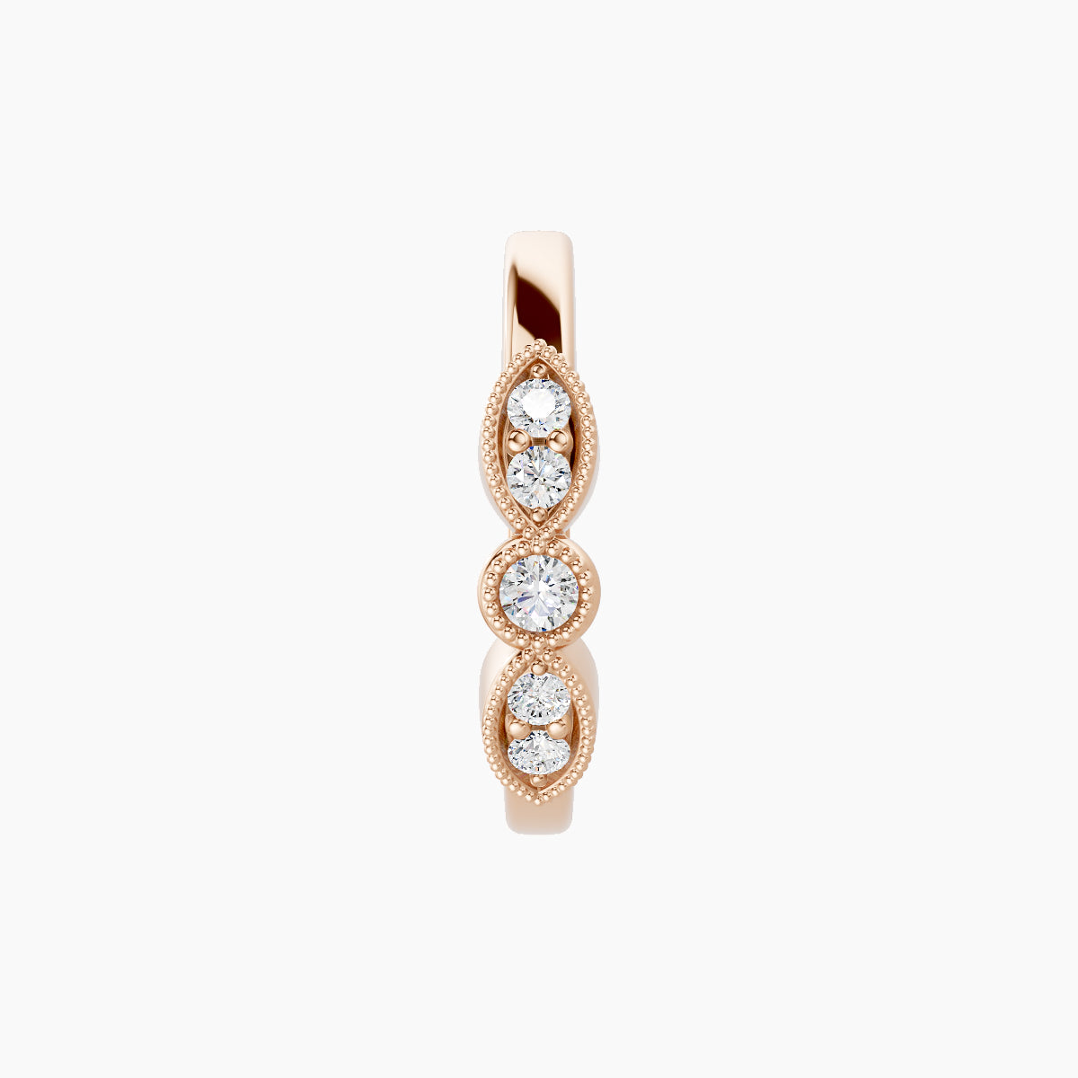 Roma | 18k Rose Gold 9.5 mm Diamond Nose Ring Piercing