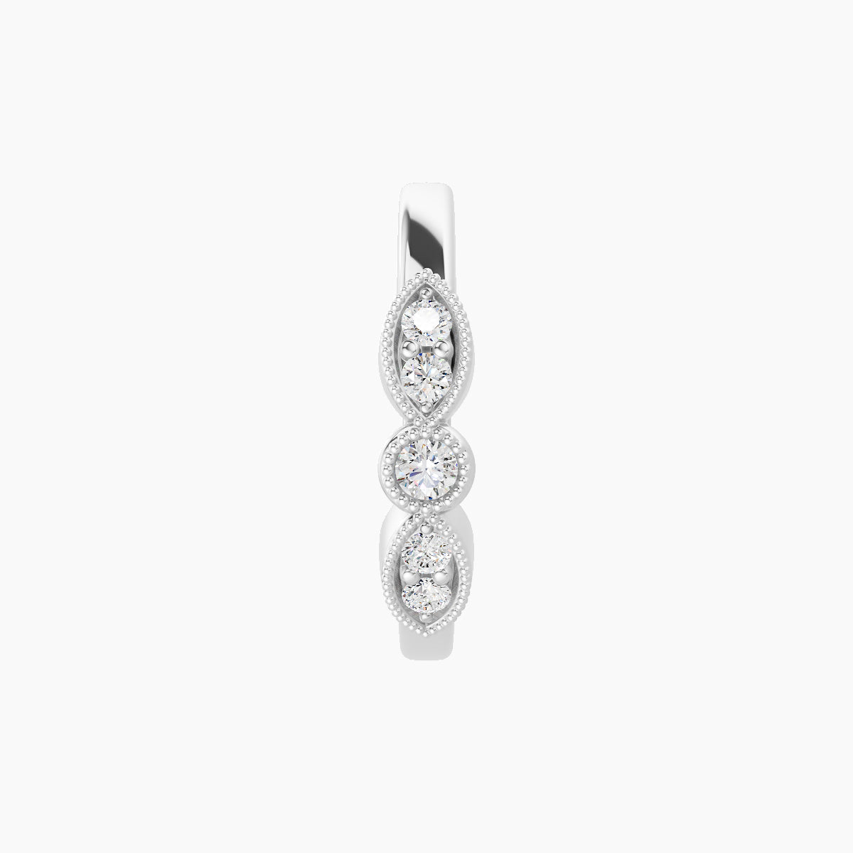 Roma | 18k White Gold 9.5 mm Diamond Nose Ring Piercing
