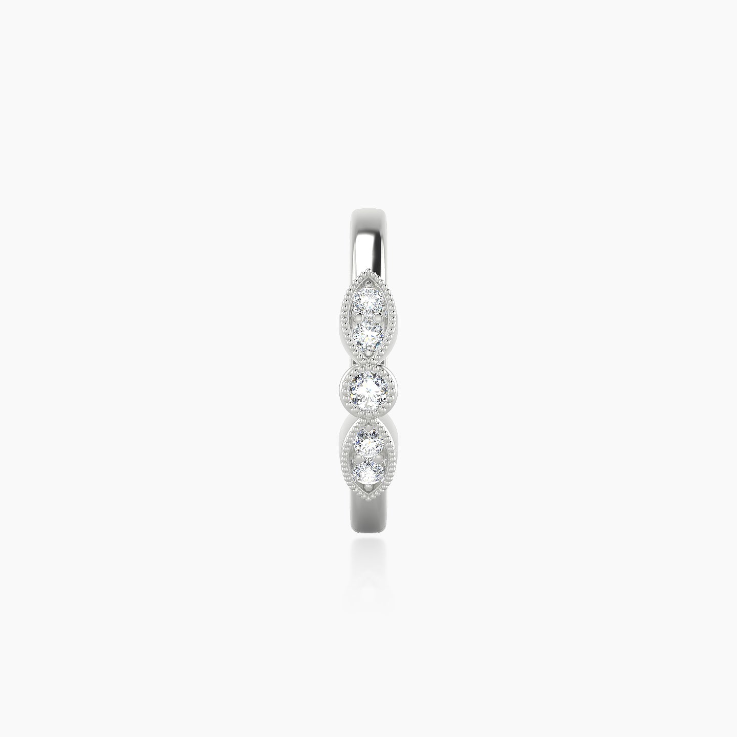 Roma | 18k White Gold 9.5 mm Diamond Nose Ring Piercing