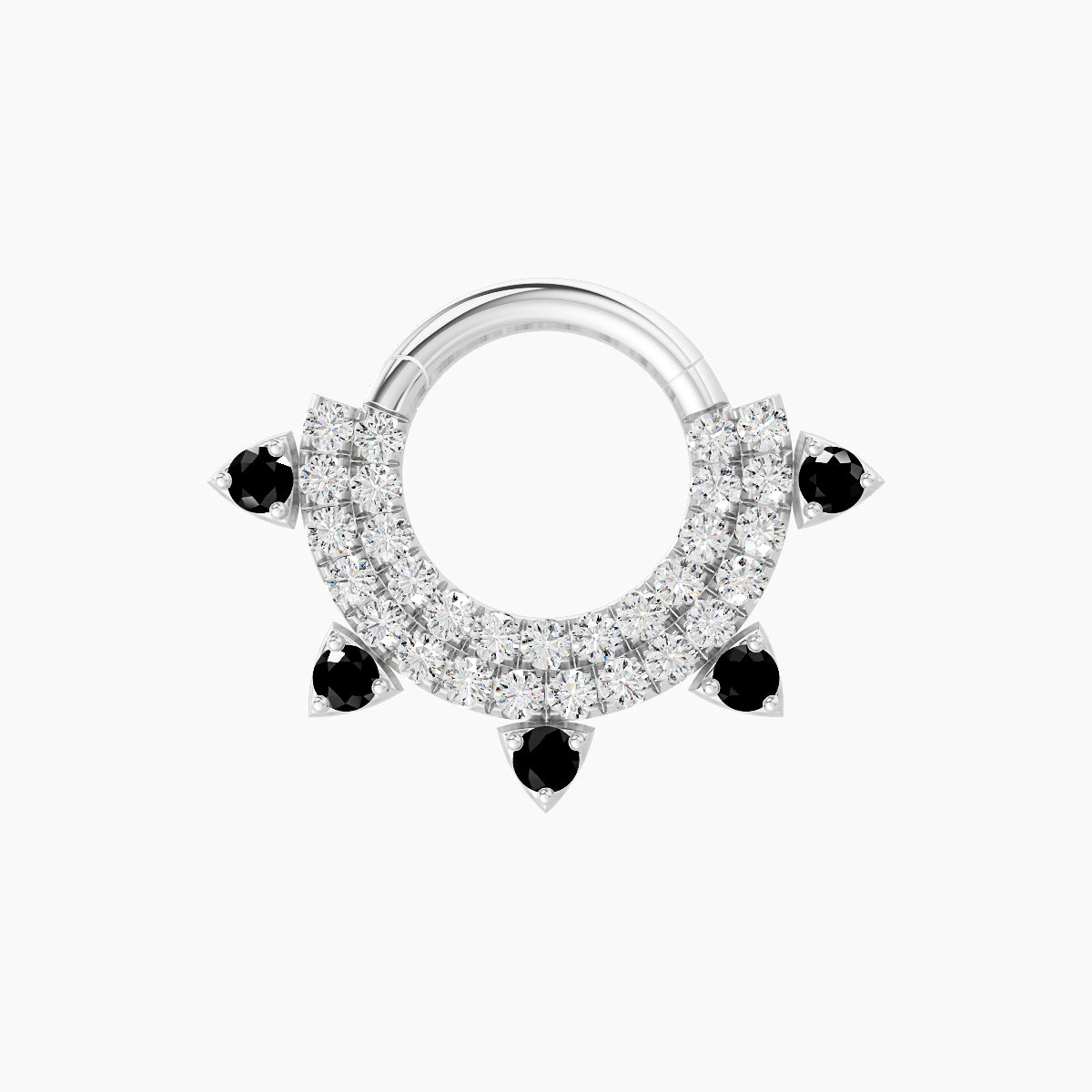 Saga | 18k White Gold 6.5 mm Black Diamond & Diamond Daith Piercing