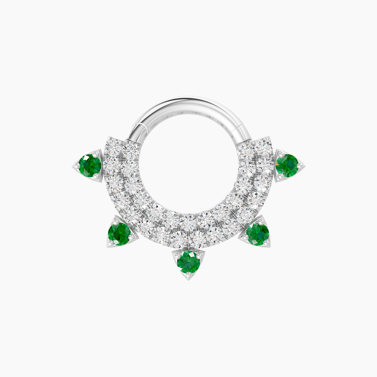 Saga | 18k White Gold 6.5 mm Emerald & Diamond Daith Piercing