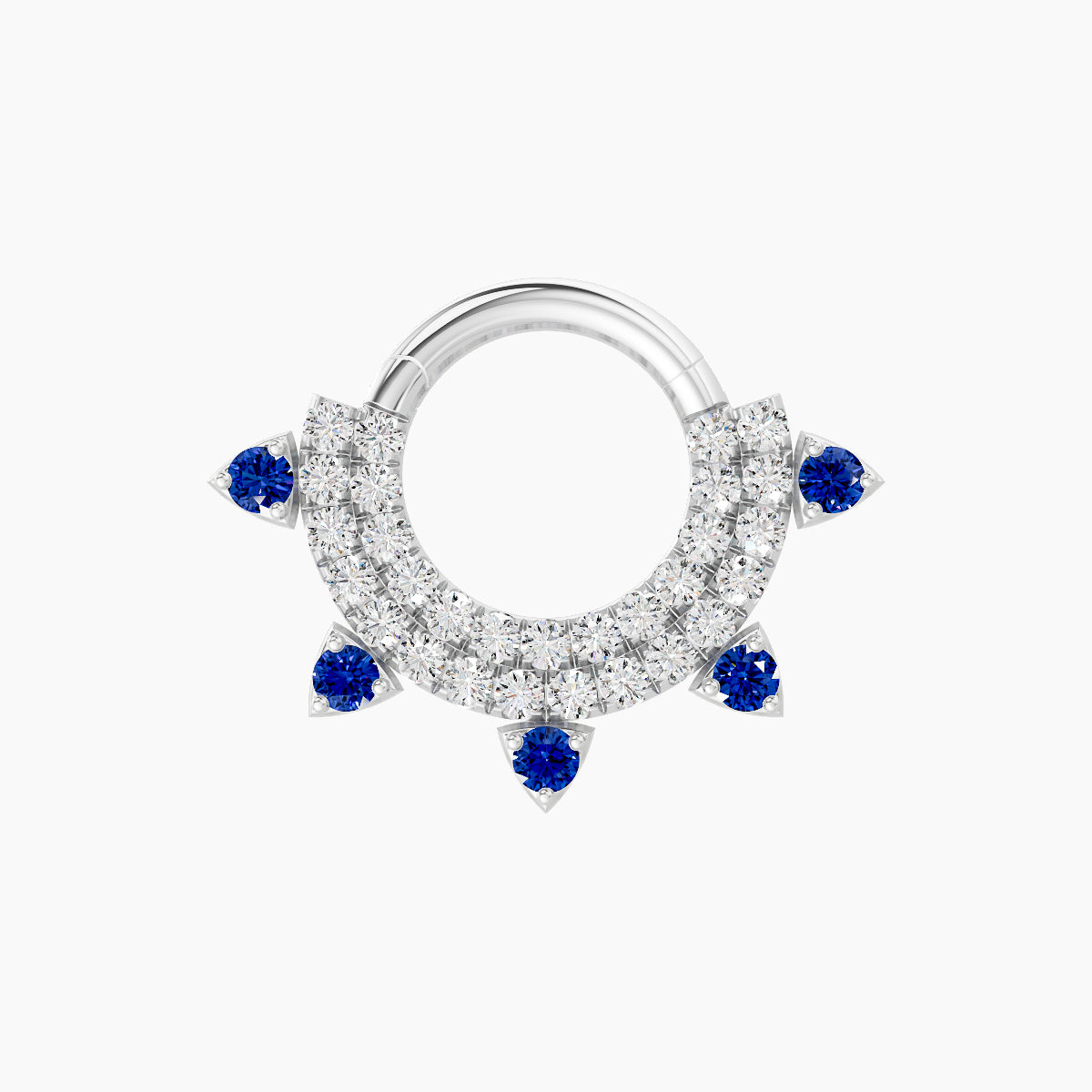Saga | 18k White Gold 6.5 mm Sapphire & Diamond Daith Piercing