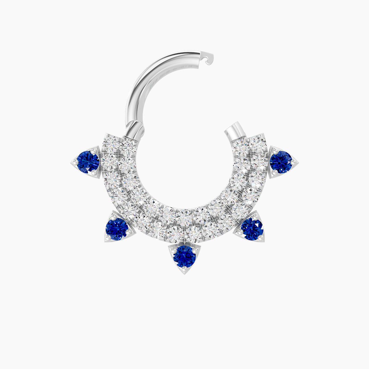 Saga | 18k White Gold 6.5 mm Sapphire & Diamond Daith Piercing