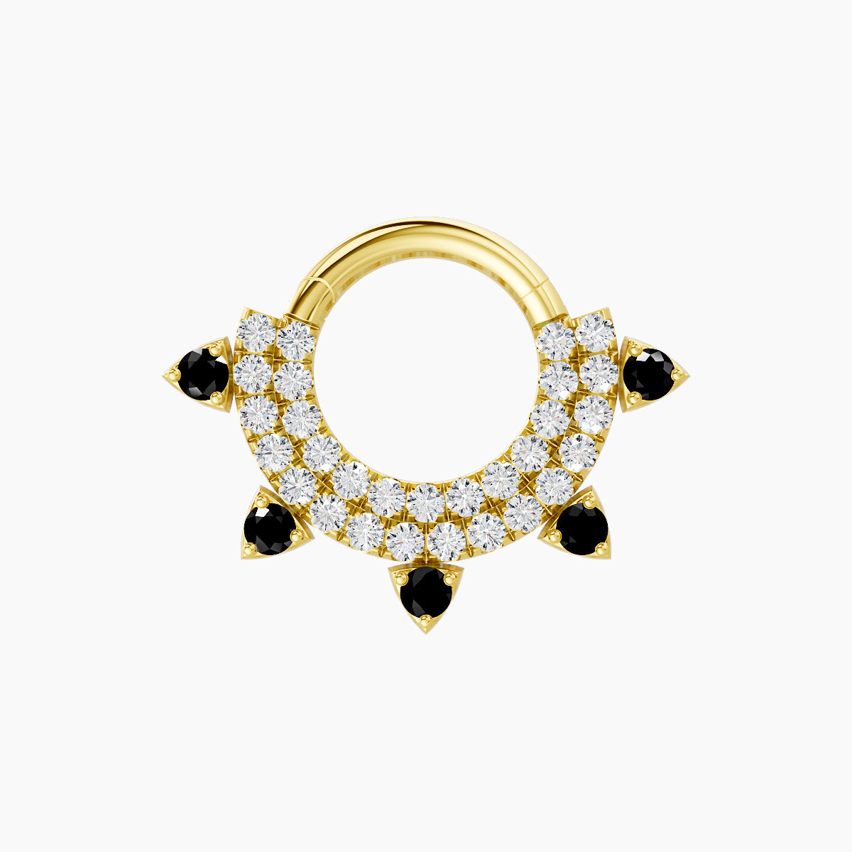 Saga | 18k Yellow Gold 6.5 mm Black Diamond & Diamond Daith Piercing