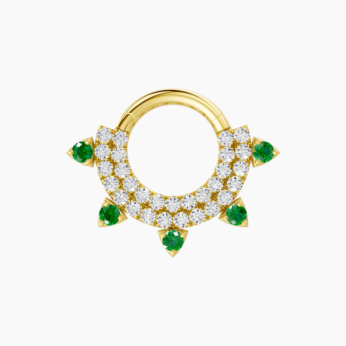 Saga | 18k Yellow Gold 6.5 mm Emerald & Diamond Daith Piercing