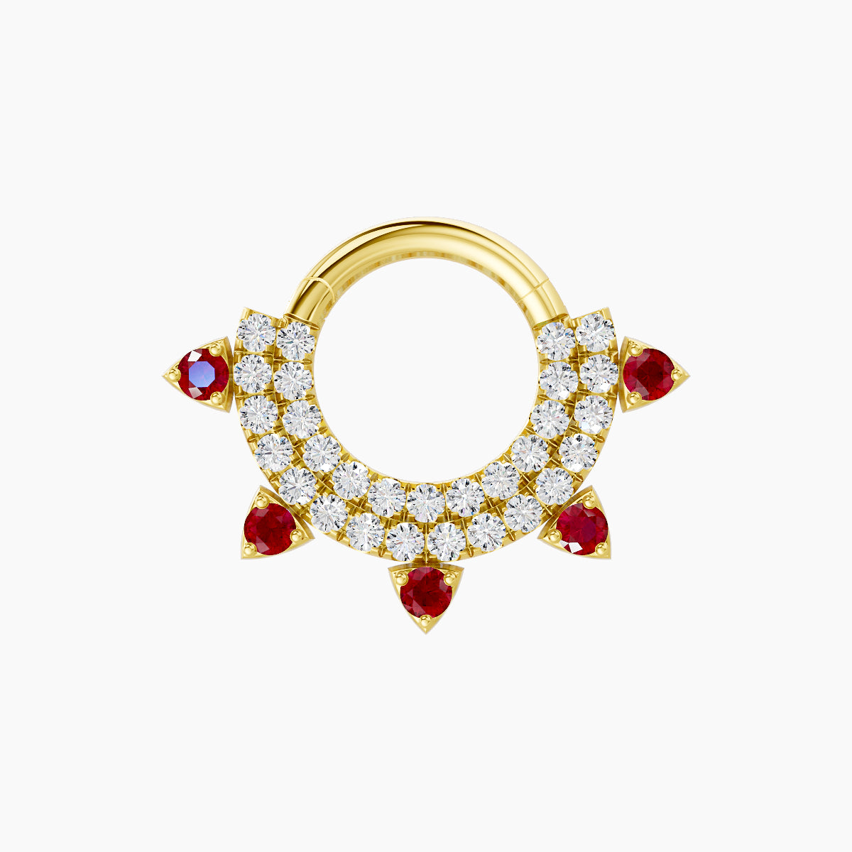 Saga | 18k Yellow Gold 6.5 mm Ruby & Diamond Daith Piercing