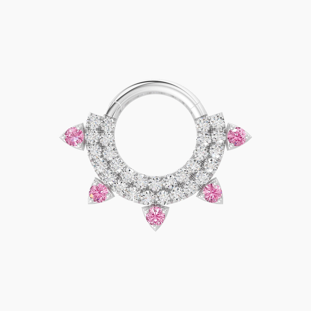 Saga | 18k White Gold 6.5 mm Pink Sapphire & Diamond Septum Piercing